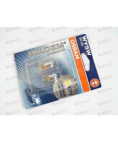 Лампа 12В 5 Ватт (б/цоколя) габарит DIADEM CHROME W5W в блистере (2 шт) OSRAM