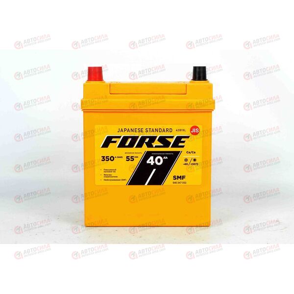 Аккумулятор 40VL FORSE ASIA (L+) (1) SMF т.кл (пт 350)(187х127х220) без н.креп. 2022 год, изображение 2
