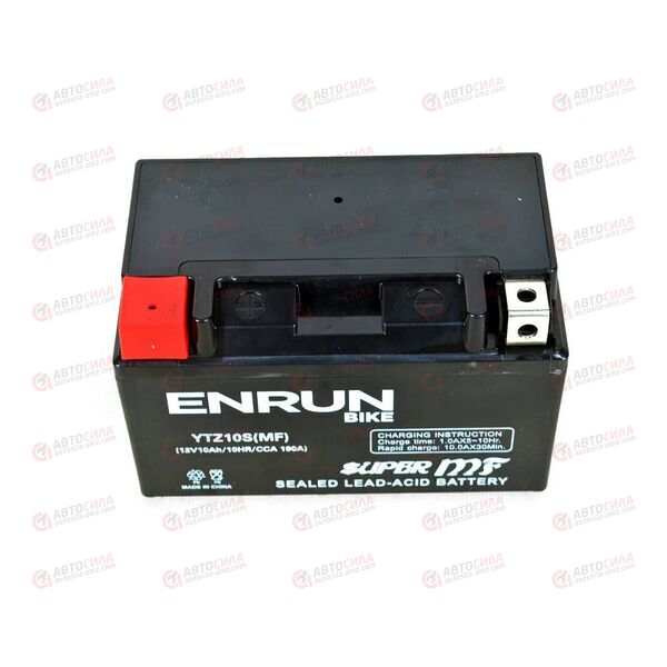 АКБ ENRUN MOTO 12V/10Ah (L+) (MF) (AGM) (пт 190) (YTZ10S) (150x87x94)(1шт, уп.8 шт), изображение 3
