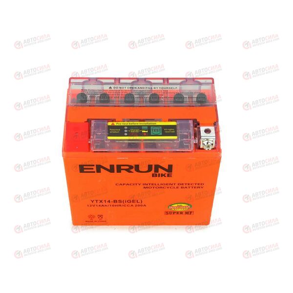 АКБ ENRUN MOTO 12V/14Ah (L+) (MF) (I-GEL) (пт 200) (YTX14-BS) (150x87x145) (1шт, уп.6 шт) , изображение 3
